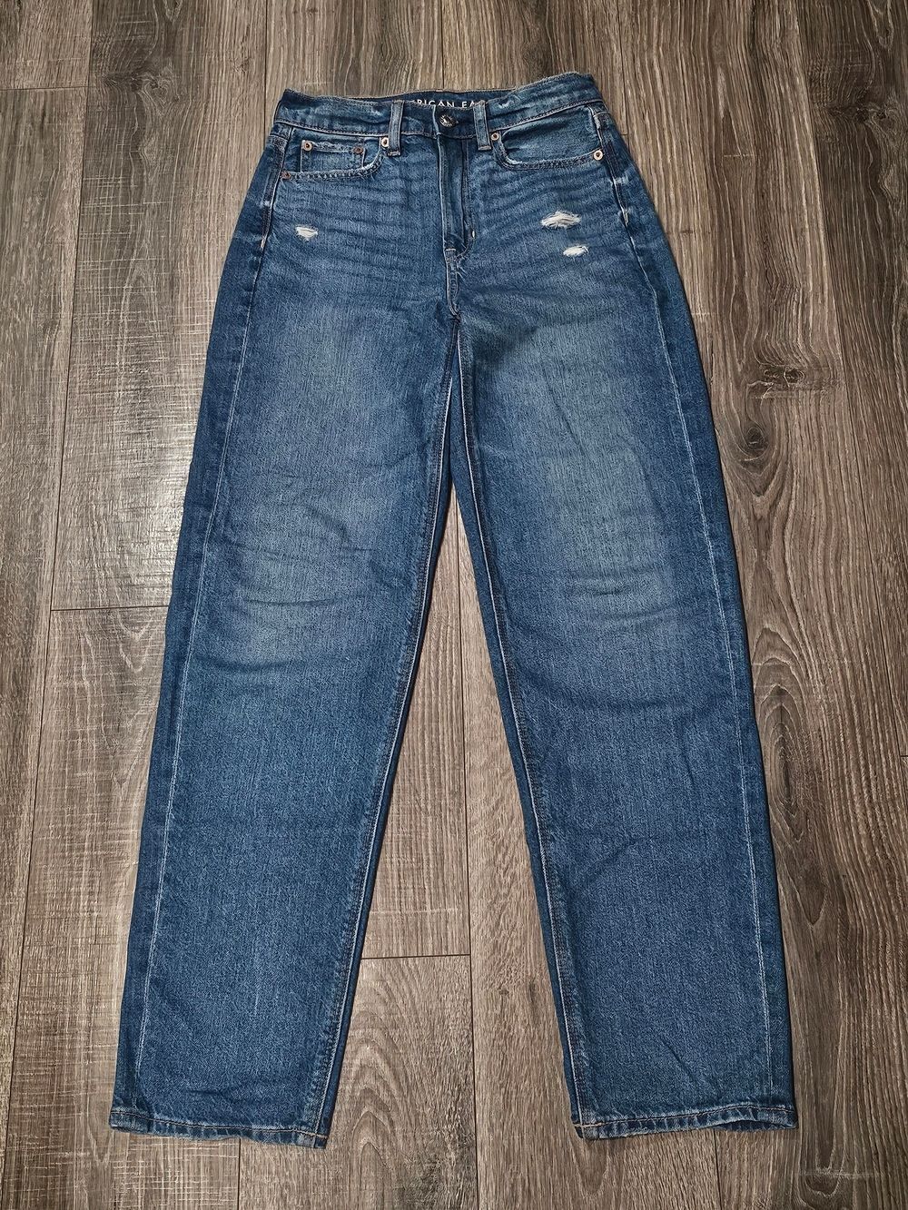 American Eagle Outfitters Dark Blue High-Rise Straight Jeans Size 000